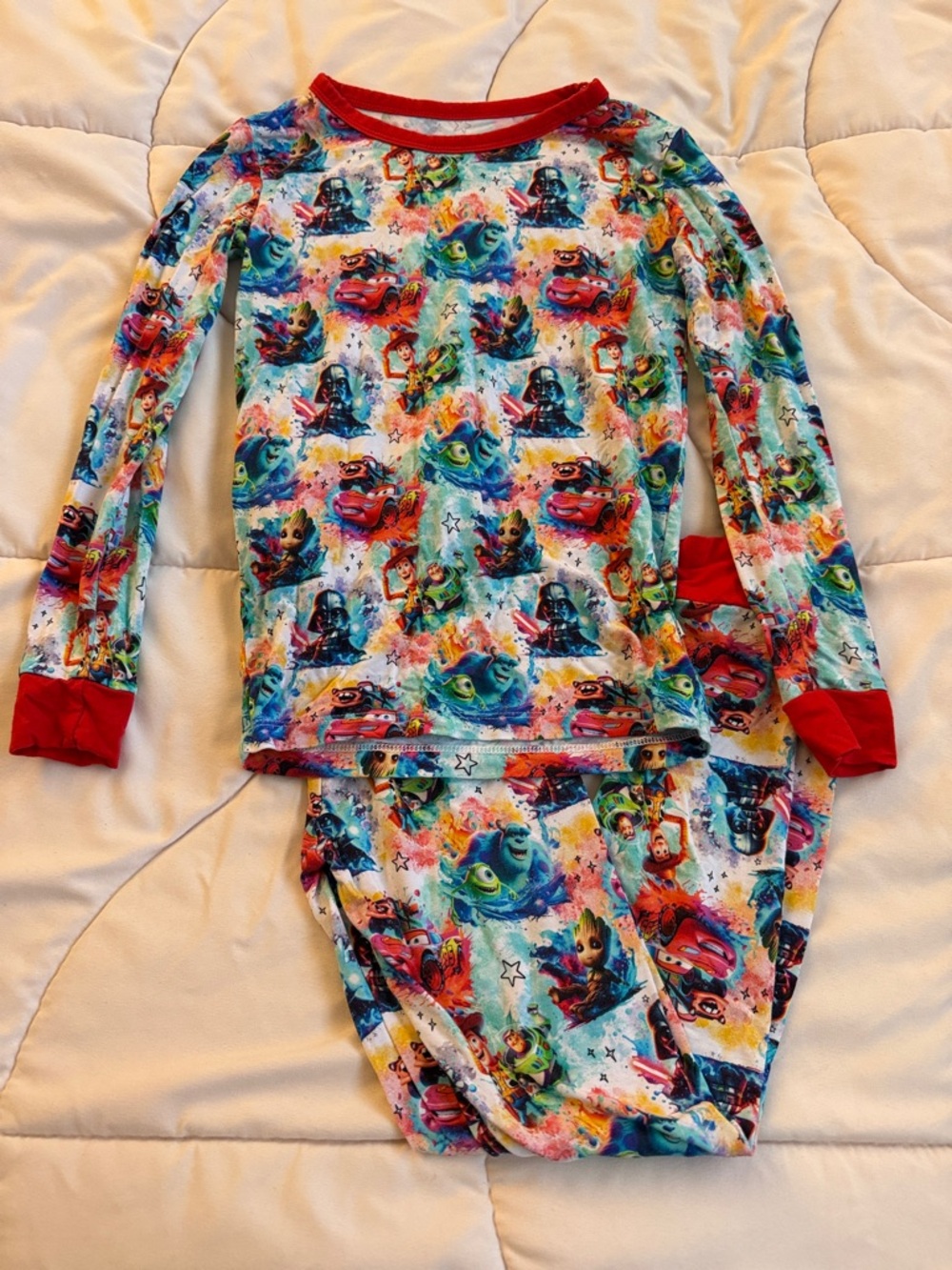 Disney Character Bamboo Pajama Set with Red Trim